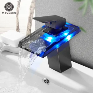 Luxury LED Color Changing Waterfall Basin Sink