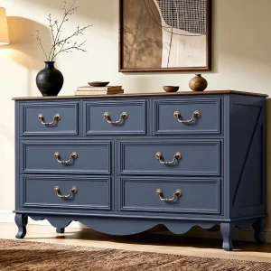Farmhouse 7 Drawer Dresser, 54" Wide Wood Storage Organizer
