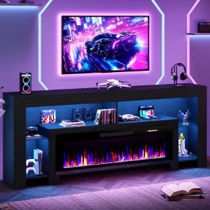 80" Modern Fireplace TV Stand with 50" Electric Fireplace