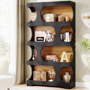 4-Tier S-Shaped Bookshelf Wood