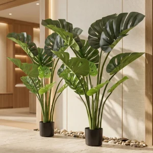 Artificial Monstera Deliciosa Tree, Fake Tropical Palm Plant