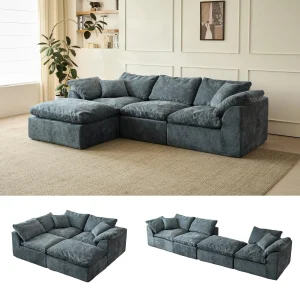 Cloud L-Shaped 3-Seater Oversized Deep Seat Chenille Fabric Sofa