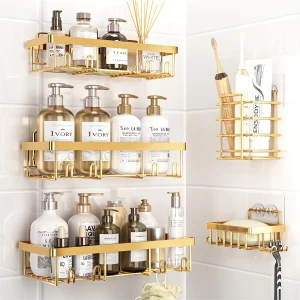 Shower Caddy Adhesive, 5 Pack Rustproof Stainless Steel Shower Shelves