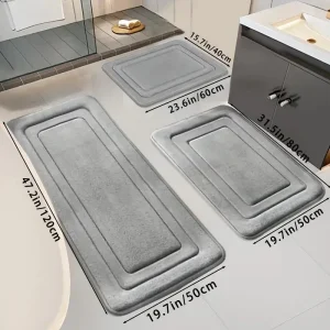 Absorbent Bath Mats Set Non-Slip Memory Foam