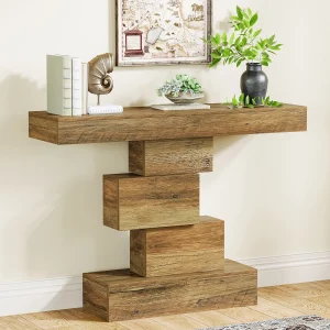 Farmhouse Console Table, Narrow Wood Sofa Table Behind Couch