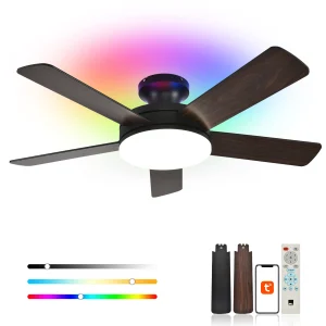 Low Profile Ceiling Fan with Light, Remote Control