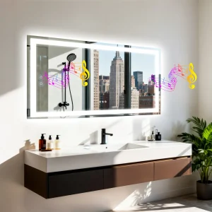 LED Bathroom Mirror Built-in Bluetooth Speaker Anti-Fog
