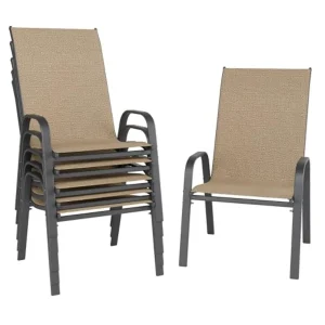 Patio Chairs Set of 6, Outdoor Dining Chairs Stackable