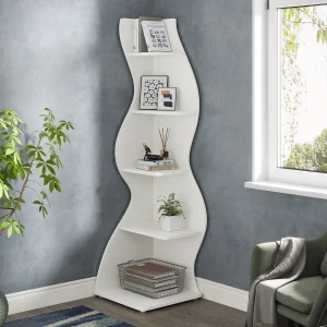 5-Tier Wall Corner Bookshelf